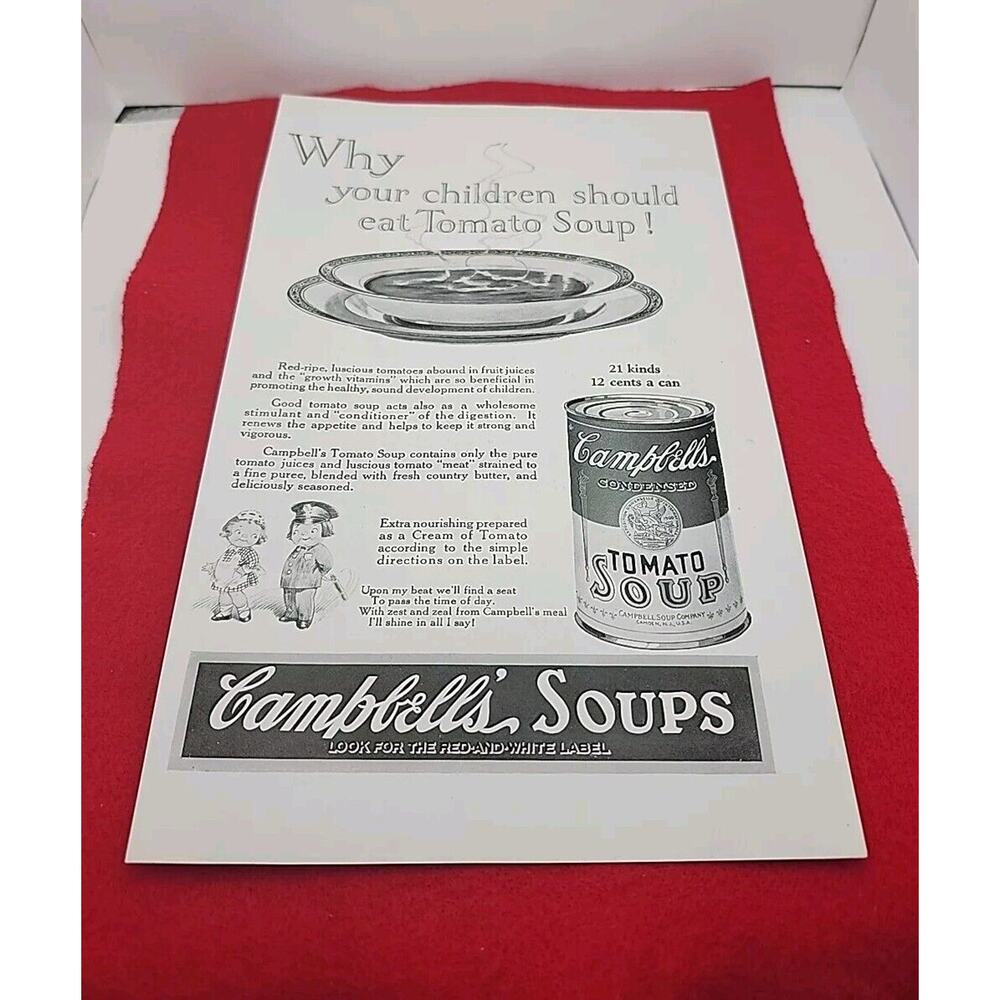 VTG 1925 Campbell's Why Your Children Should Eat Tomato Soup Ephemera Print Ad